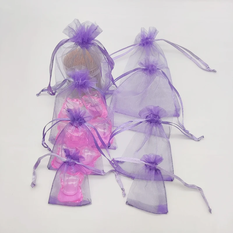 

100pcs Light Purple Violet Gift Bag Wedding Packing Pouch Jewlery Pouch Bags Organza Gift Bags Christmas Drawstring Organza Bag