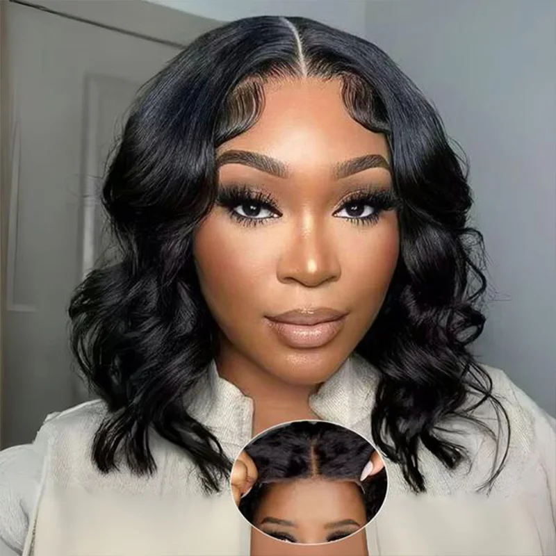 

Body wave bob 5x5 hd lace frontal human hair wig on sale Full transparent brazilian glueless preplucked short wigs ready to wear