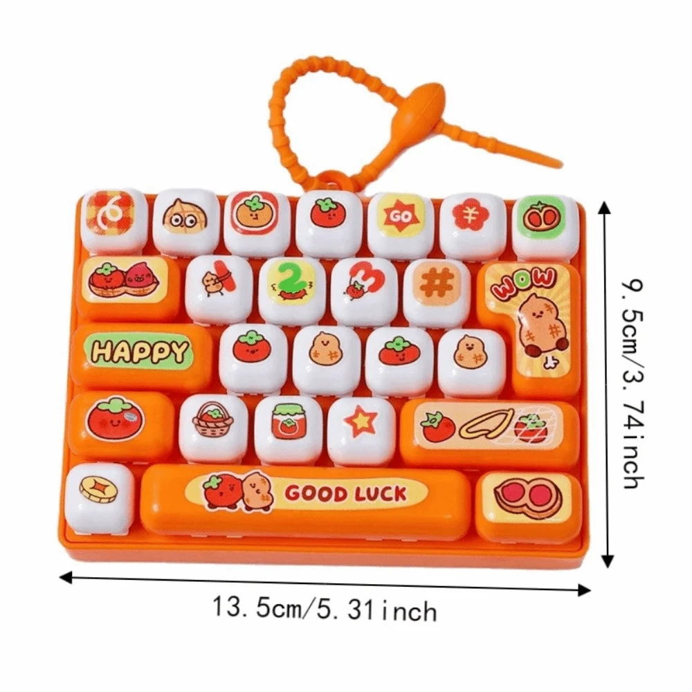 Drückbare Tasten, 26 Tasten, Tastatur-Schlüsselanhänger, zur Stressbewältigung, klare Tastenklänge, mechanische Tastatur, Cartoon-Frucht-Design, Plastik-Fidget – Detail 1