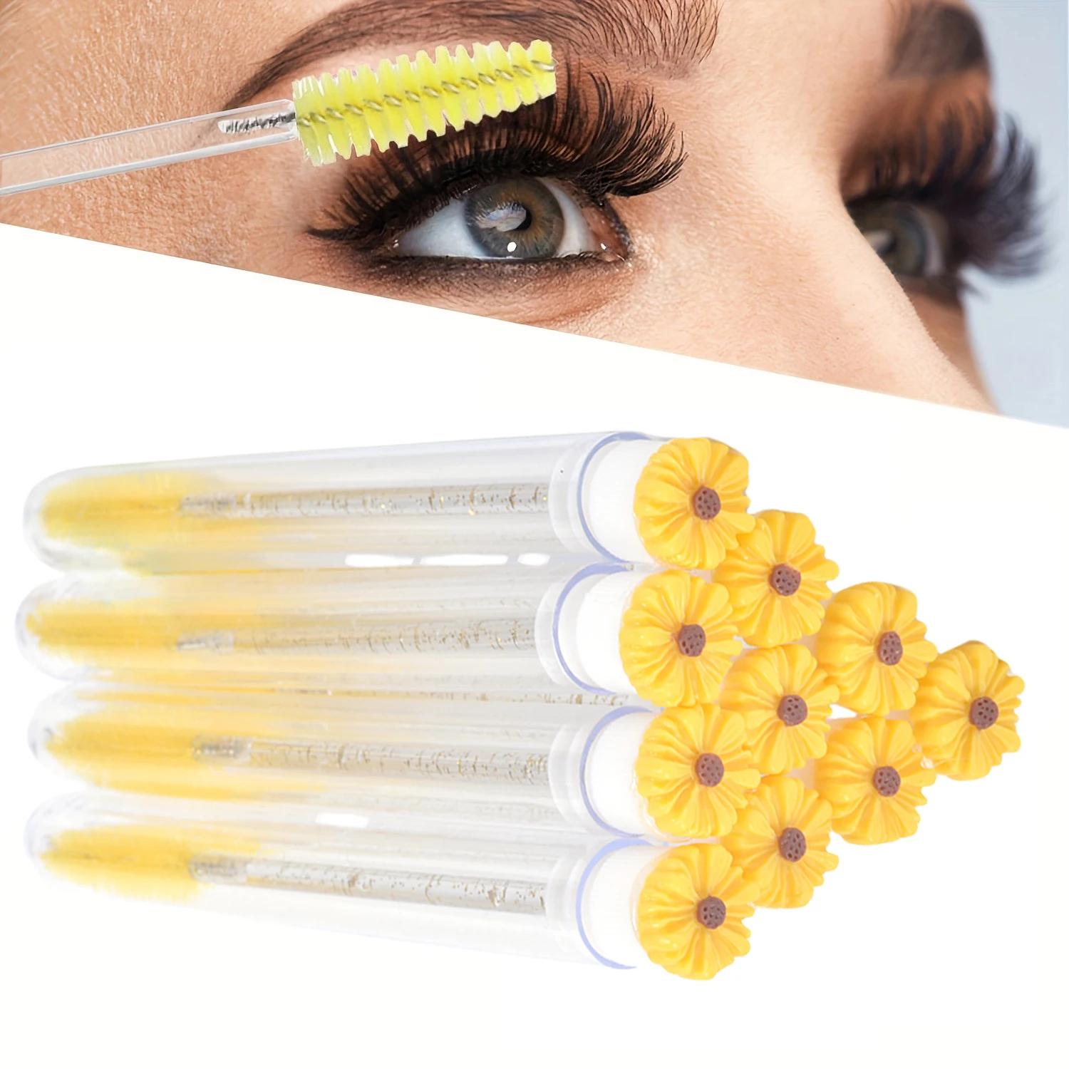 10 pièces Mascara baguettes Tube ensemble brosse à cils réutilisable Tube de marguerite Mascara brosse fleur Tube brosse à cils Tubes Spoolies