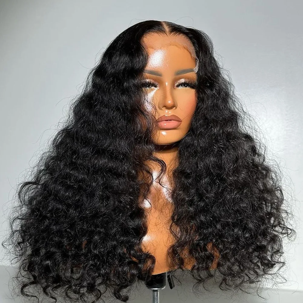 Peluca rizada negra suave de 24 pulgadas de largo, 180 de densidad, pelo prearrancado para mujeres, peluca de línea de cabello Natural con pelo de bebé Afro