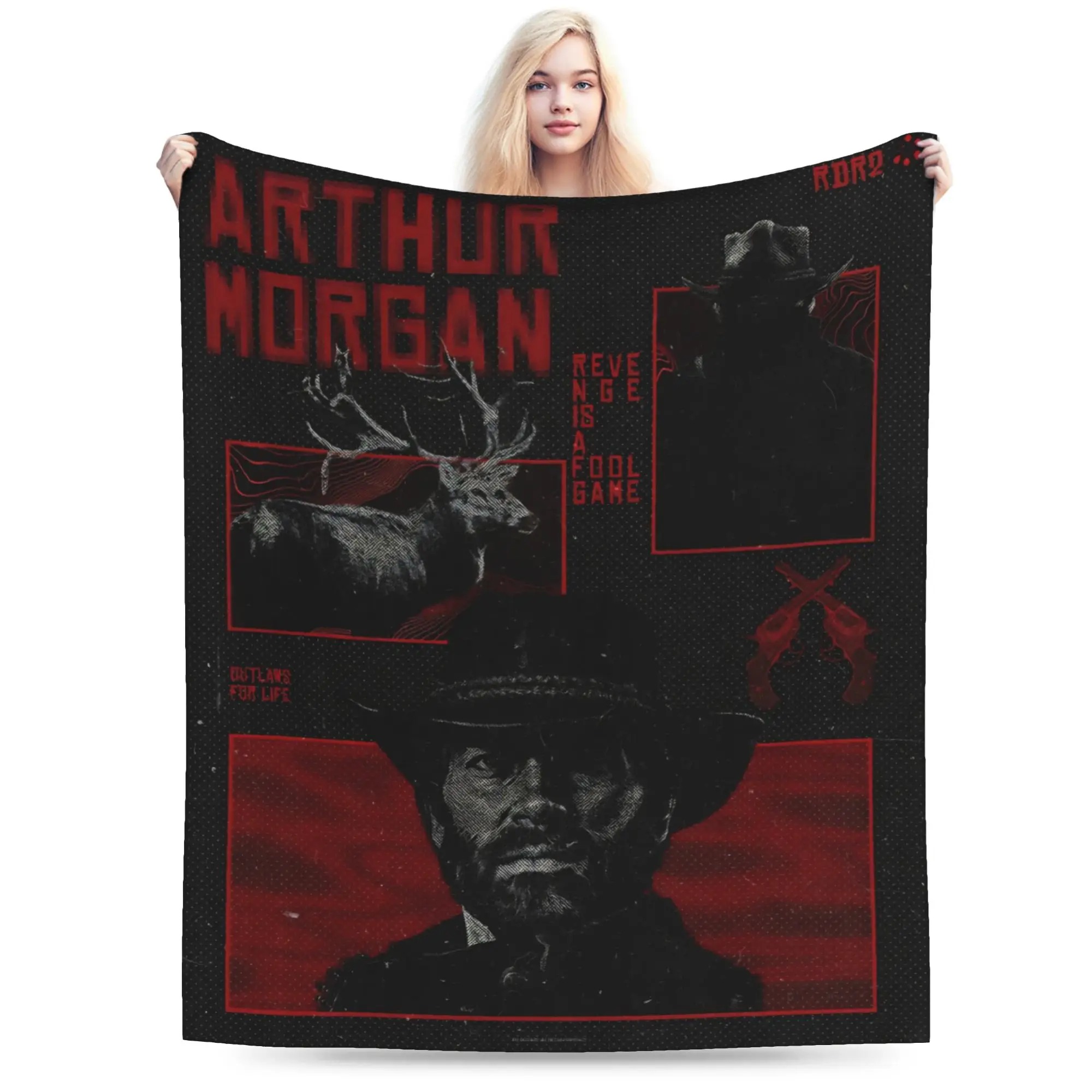 Comfortable Arthurs Morgans Blanket Accessories Sofa Decorative  Blanket Throw Super Warm Fleece for Travel