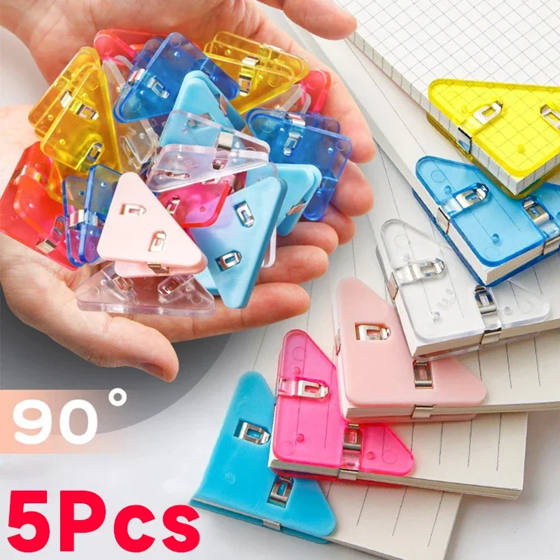 5-1Pcs Triangle Corner Clips Paper Clip Stationery Transparent Page Holder File Index Photo Clamp School Desk Organizer