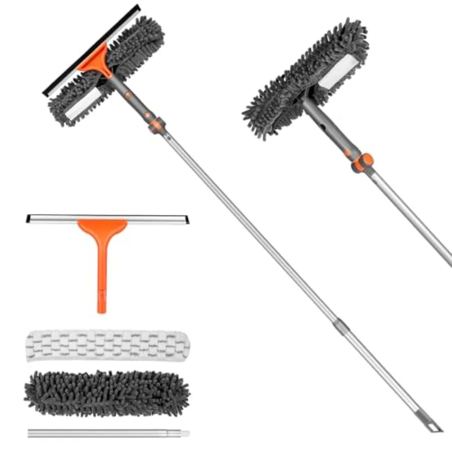 

Набор очистителей окон 2в1 с выдвижным стержнем и гибкой насадкой для эффективной чистки стекол в помещении и на открытом воздухе Идеально подходит для