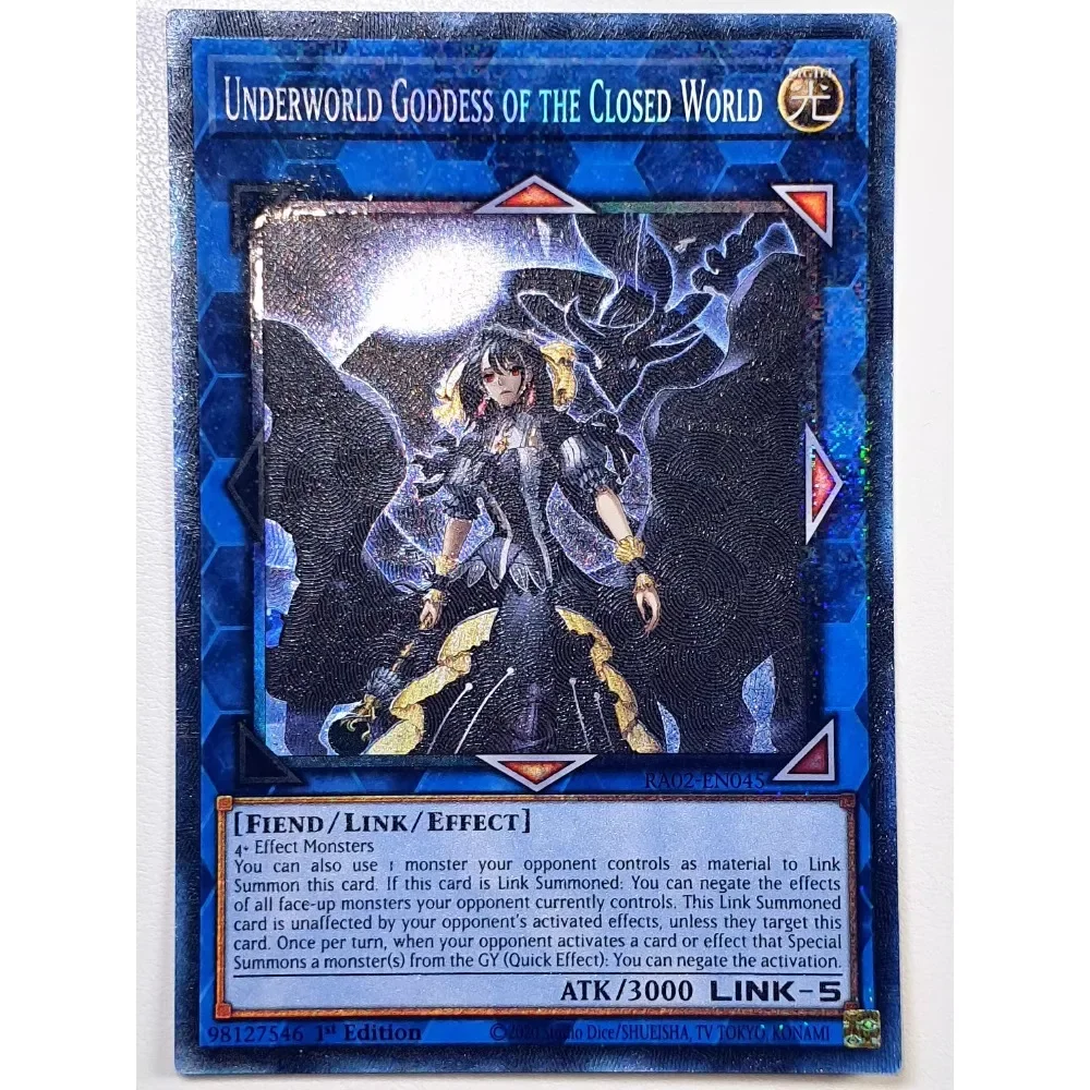 

DIY Yu-Gi-Oh! English Version RA02-EN045 CR Underworld Goddess of The Closed World Anime Peripheral Game Collection Card Holiday