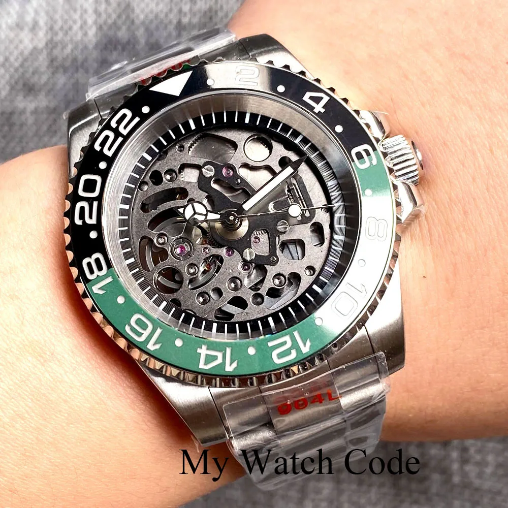 Imagem -03 - Impermeável Relógio Mecânico Diver Masculino Automático Turbilhão Esqueleto Dial Sapphire Pulseira de Aço Nh72a 904l