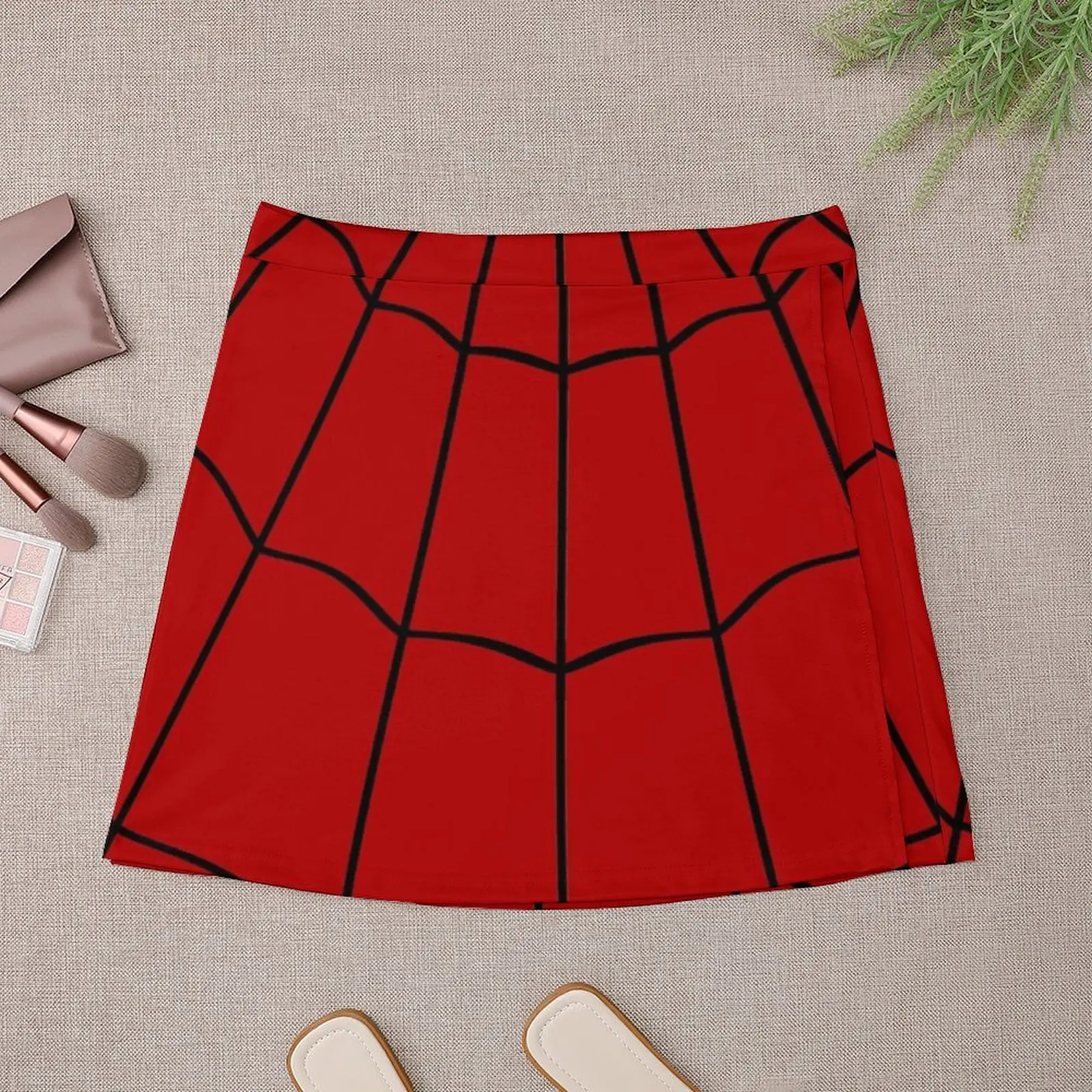 Spider Web - Red Mini Skirt Skirt pants korean fashion Mini Skirt