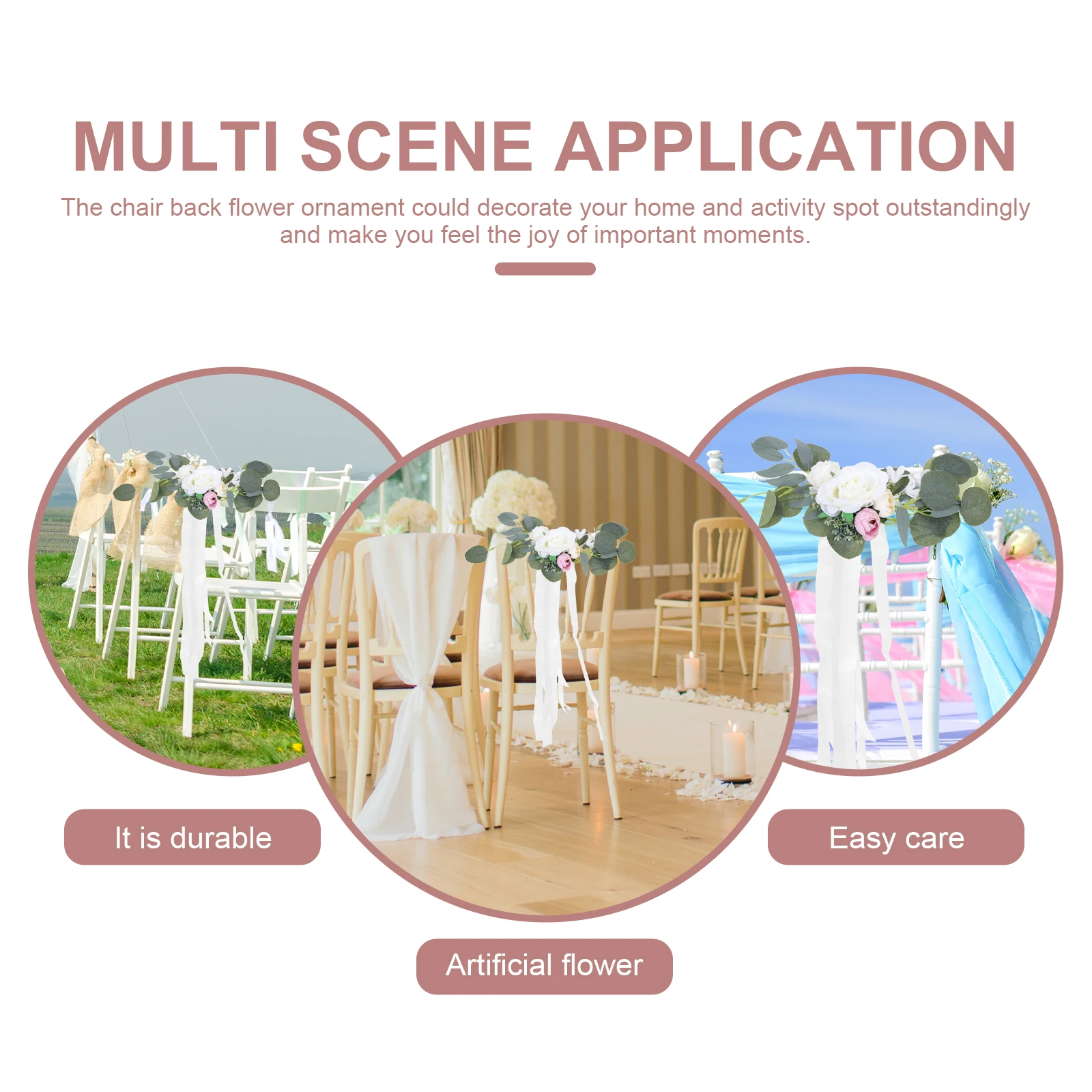 

Artificial White Decorations Chair Back Ornament Floral Decor Wedding Supply Chair Back Wedding Supply Ornament