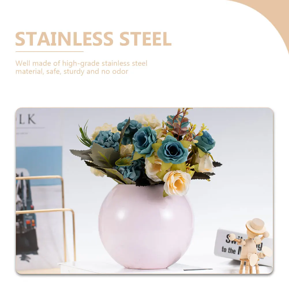 

Metal Vase Stainless Steel Desktop Flower Holder Chic Home Decoration Dried Flower Container Table Centerpiece