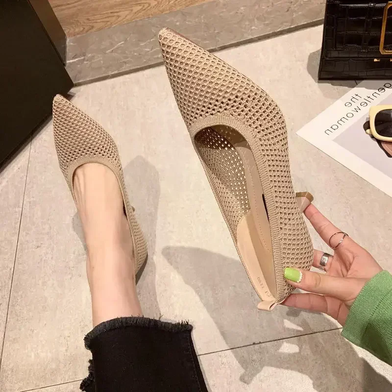 

Women Pumps Summer Comfortable for Mesh Breathable Women Shoes Triangle Heeled Party Stiletto Sexy Single High Heel Shoes Style