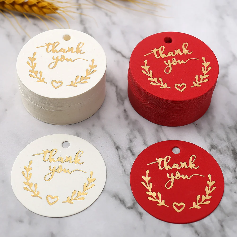100 Pcs Bronzing Thank You Tag Round Labels Gift for Thanksgiving Creative Birthdays Tags DIY