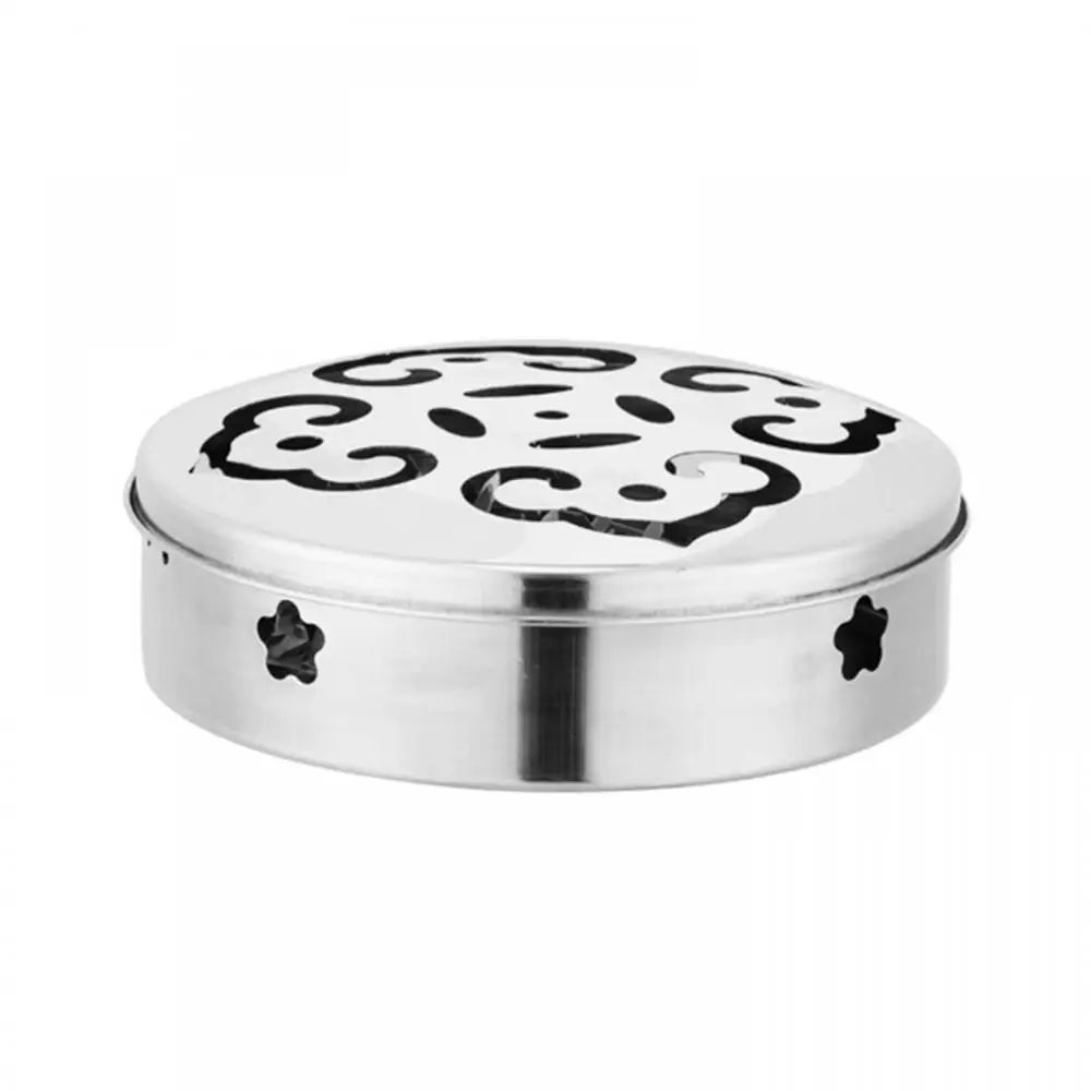 Safe Mosquito Coil Holder Stainless Steel Incense Insect Repellen Candle Holder Round Plate Spiral Tray Incense Cover