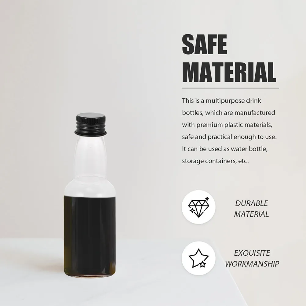 

50Pcs Small Bottles for Liquids Transparent Reusable Juice Bottle Bulk Bottles with Lids for Drinks Seasoning DIY Use