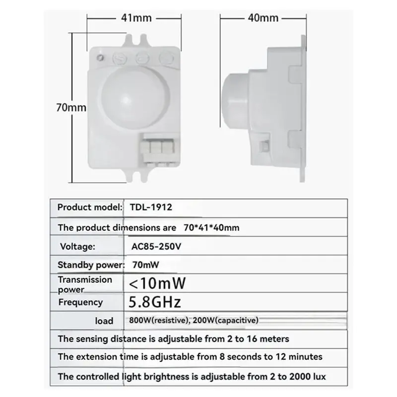 FEDI-5.8G Radar Sensor Sensor Module Microwave Sensor Switch 220V Intelligent Energy-Saving Control Microwave Radar Sensor