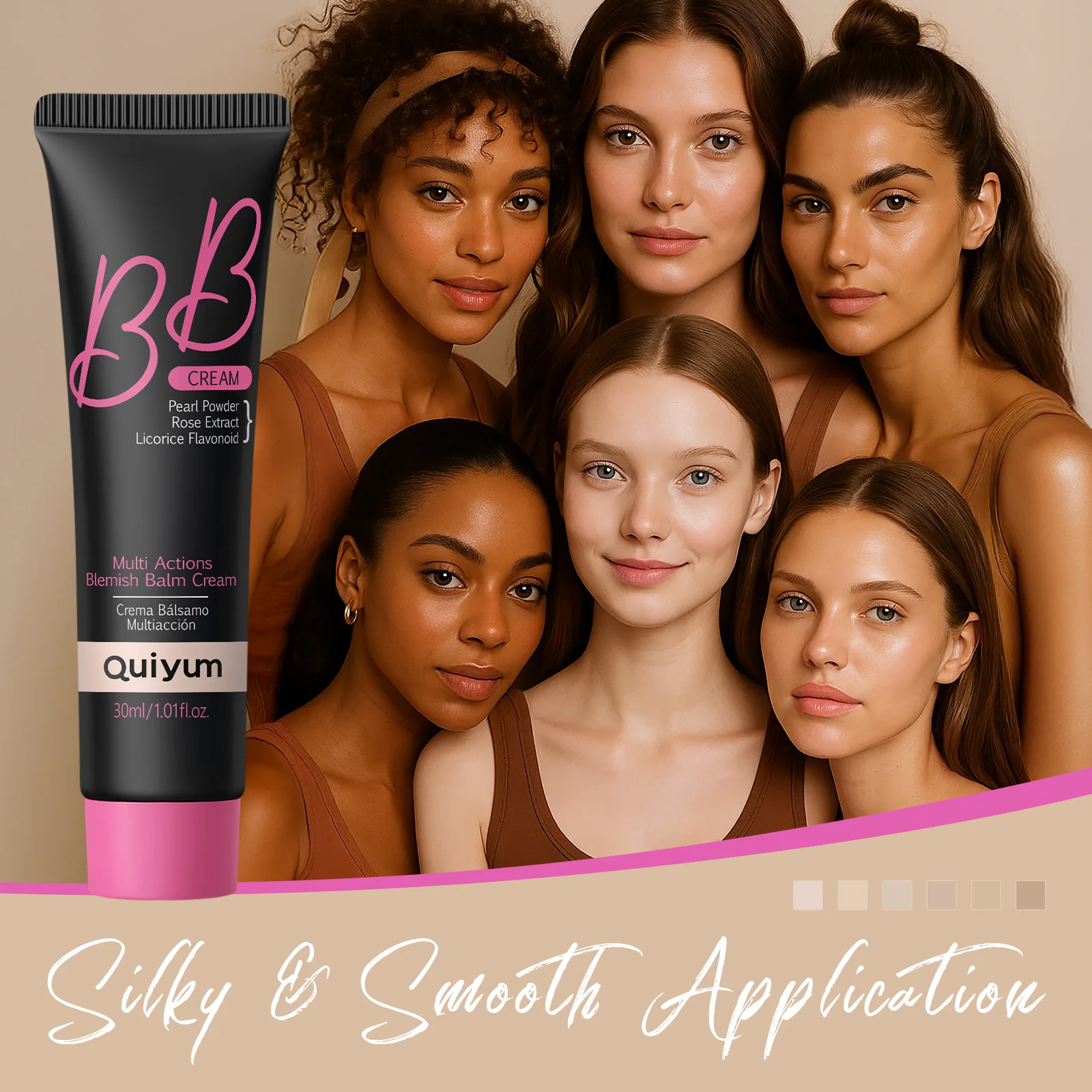 

QUIYUM Cute Girls BB Cream 30g, Natural Glow Hydrating Foundation for Teens, Lightweight Portable Concealer Makeup for Daily Use