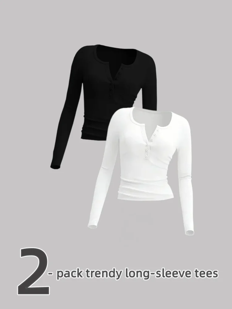 

[Two-piece set] Women's fashionable knitted long-sleeved top, slim-fitting and comfortable inner layer cardigan for spring and a