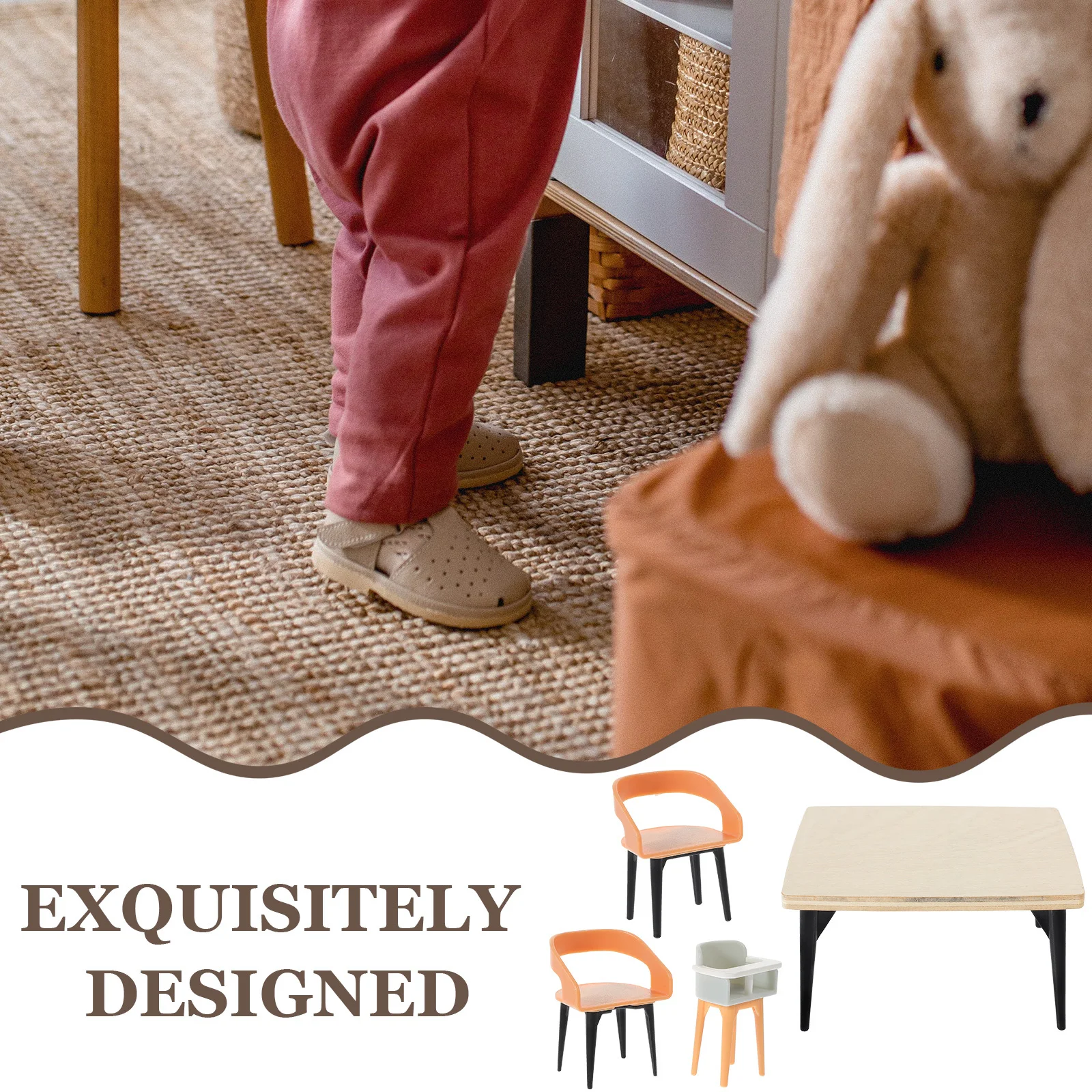 Ensemble de chaises de Table à manger pour maison de poupée, meubles miniatures 1:12 avec détails complexes pour scène de cuisine réaliste, 1 ensemble