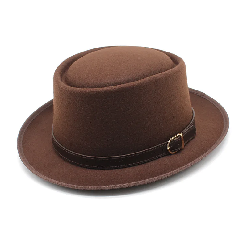 Autumn And Winter Artistic Cashmere Bowler Women's Dress Hat Retro Metal Belt Concave-convex Top Fur Felt Hat Wholesale