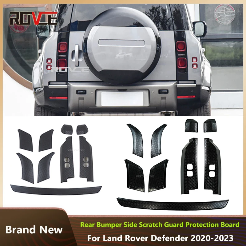 ROVCE Rearview Mirror Cover Front Rear Bumper Side Anti-scratch Protection Plate for Land Rover Defender 90 110 2020-2023