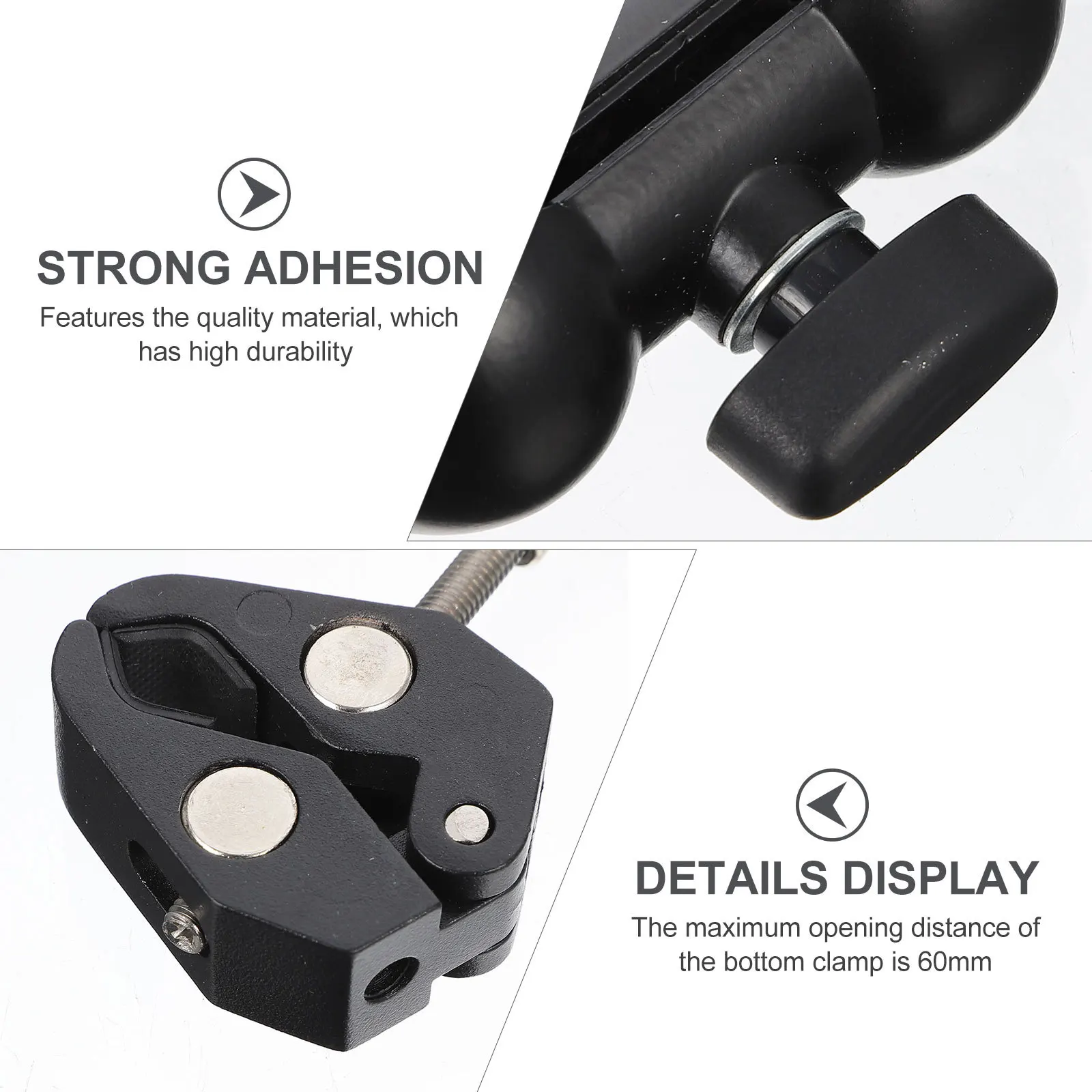 

360-Degree Rotatable Camera Clip Mount 60Mm Opening With 1/4 3/8 Inch Threads For Studio Lights Rods Shelves Support