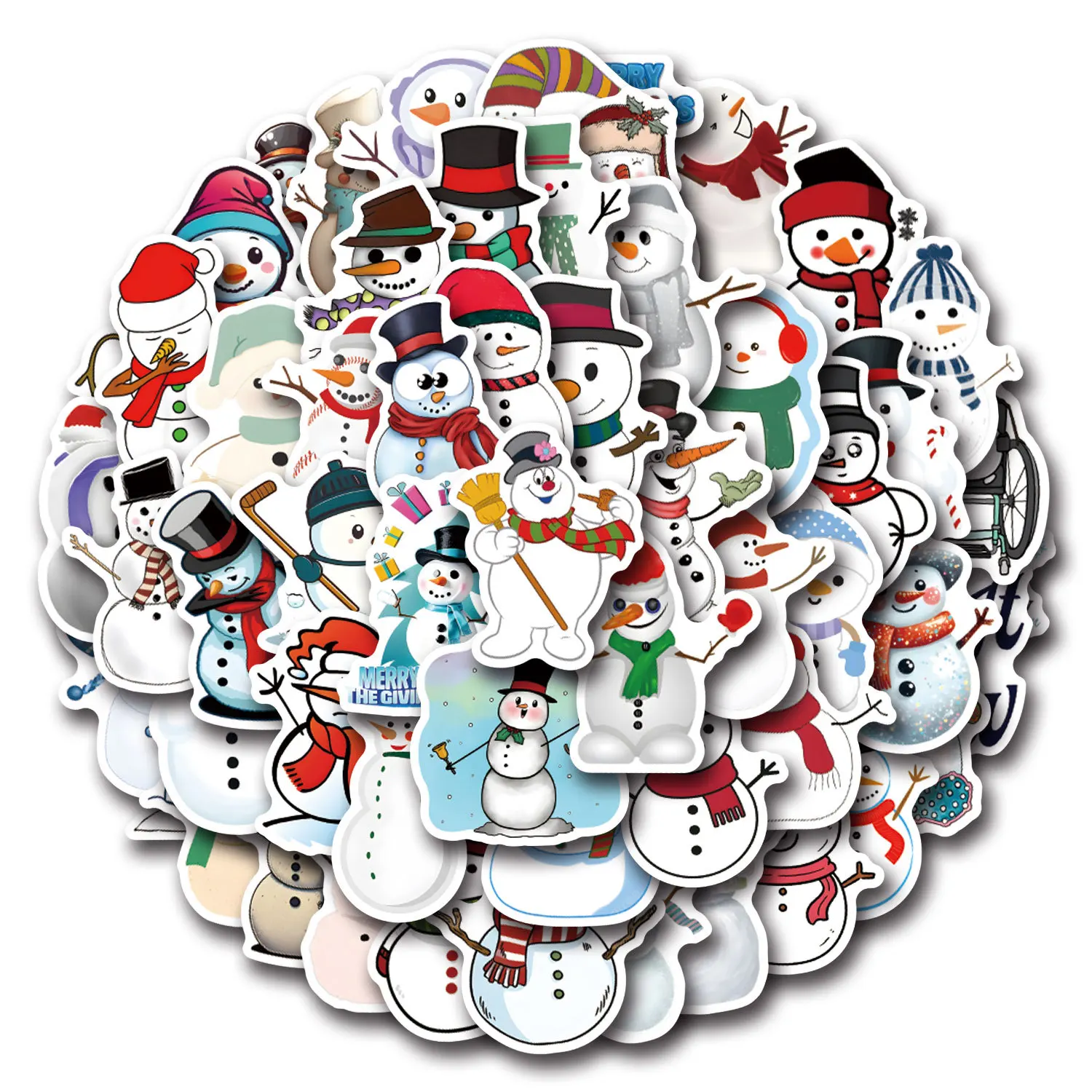 55/110PCS Cartoon Snowman Sticker Doodle Funny Meme Decal Kids Toy Gift for Refrigerator Scrapbook Luggage Desk Laptop Bike