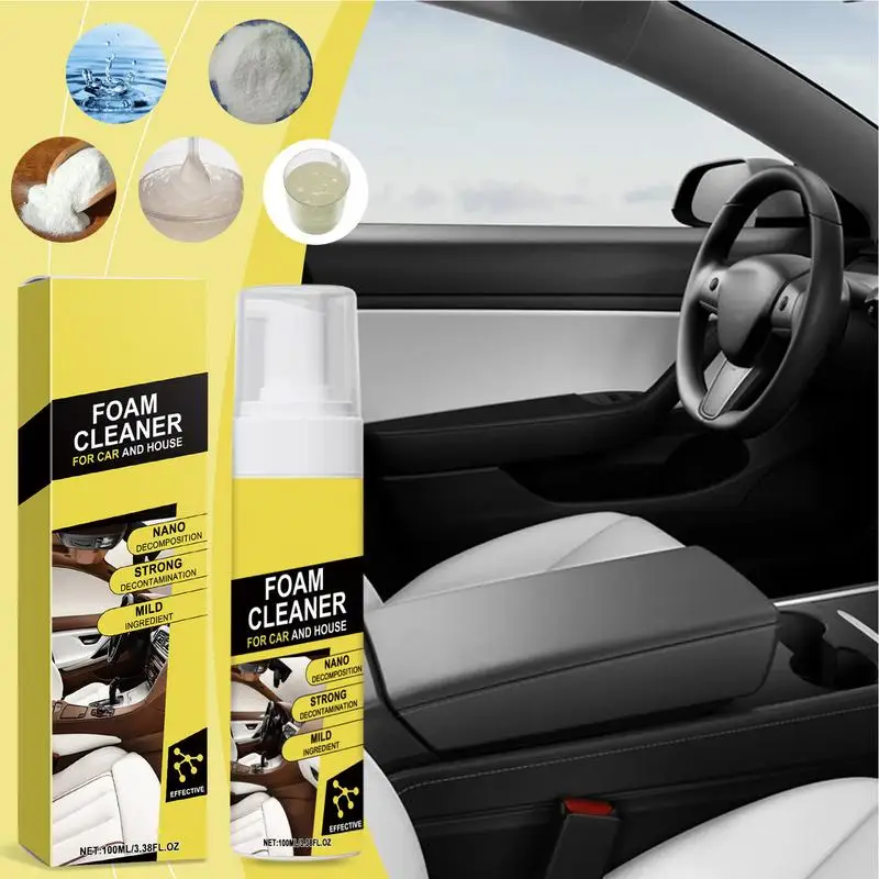 Multifunctional Auto Interior Cleaning Spray 100ml Multi-Purpose Foam Cleaner Car Wash Maintenance Spray Leather Cleaning Spray