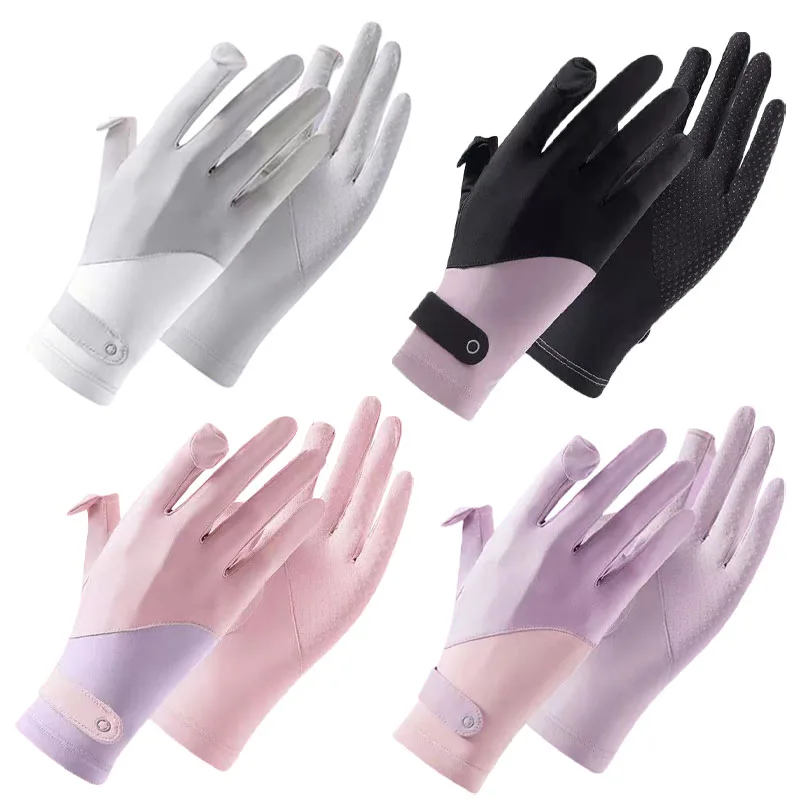 Summer Sunscreen Gloves for Women Uv Protection Stretchy Thin Ice Silk Gloves Girl Outdoor Riding Cycling Non-Slip Unisex Mitten