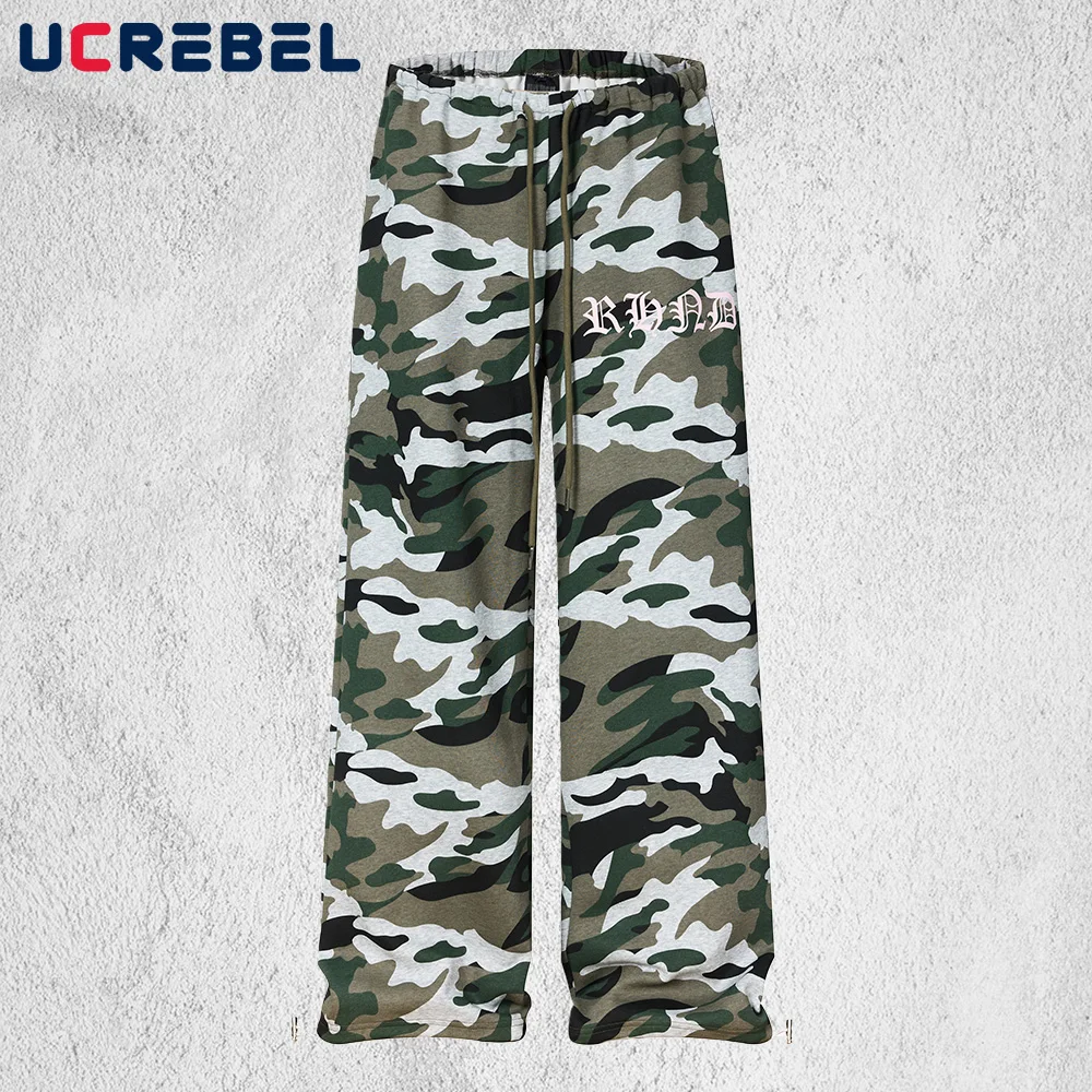 

Letter Print Camouflage Sweatpants Mens Y2k Hip Hop Streetwear Elastic Waist Wide Leg Baggy Jogger Pants Man Trousers