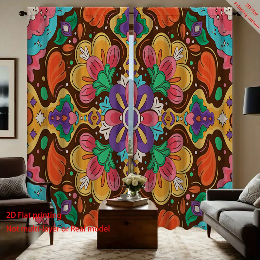 Vintage floral printed curtains, home decor blackout curtains, used for dormitories, offices, bedrooms, and living rooms