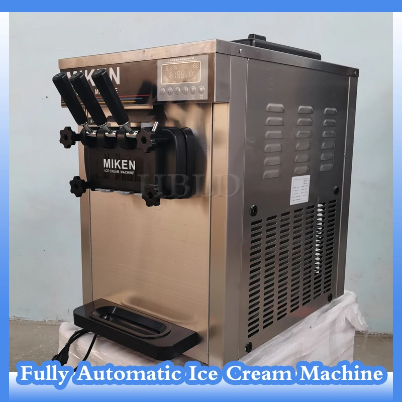 

Stainless Steel Ice Cream Machine, Three Flavors, Commercial Automatic Frozen Yogurt Vending Machine