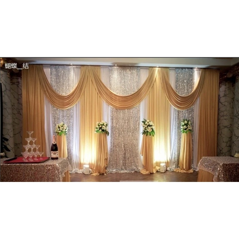 10x20 Feet Luxurious Shiny Wedding Backdrop and Stage Curtain - Exquisite Wedding Decoration for an Unforgettable Ceremony