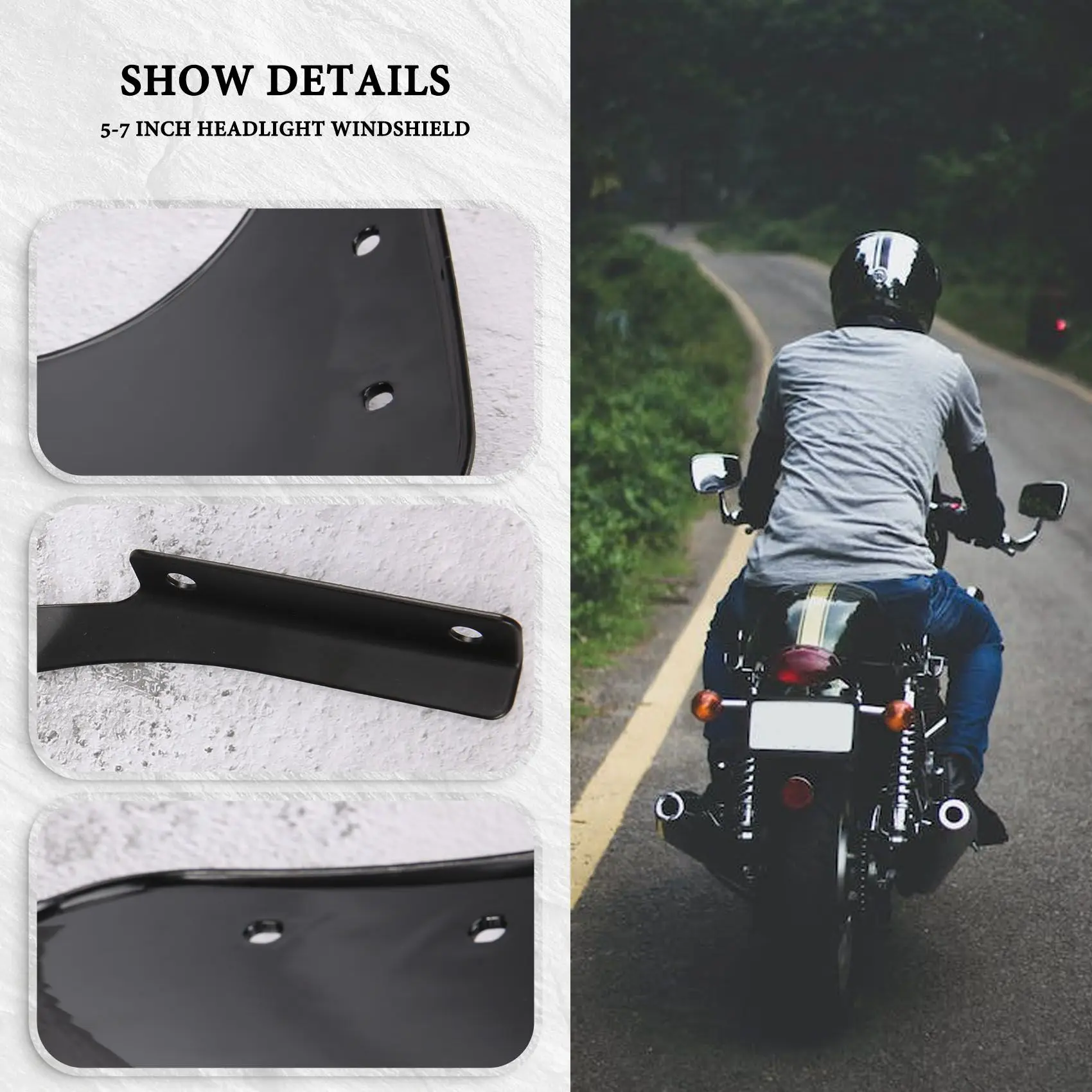 

5-7 Inch Motorcycle Headlight Windshield Wind Deflector Windscreen Universal For Honda Kawasaki Suzuki
