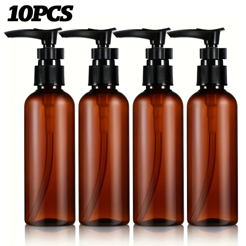 10 Stück 100 ml braunes Shampoo, in leeren Flaschen unterteilt, Lotion, Pressflaschen, Händedesinfektionsmittel, in leeren Flaschen unterteilt