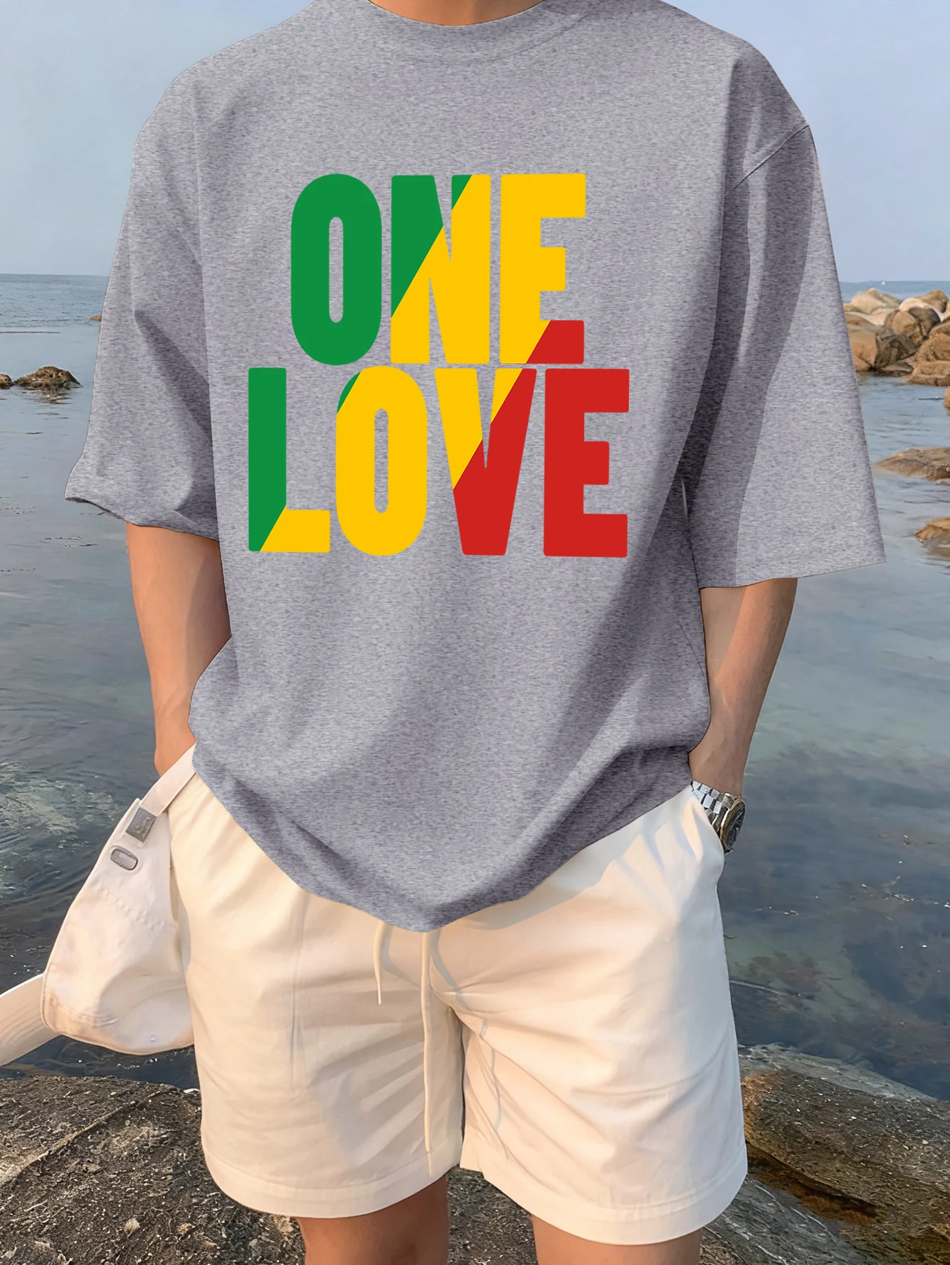 

One Love Letter Creativity Print S-3Xl Cool Short Sleeve Man Summer Casual Clothes Vintage Street T Shirt Cotton Sport T-Shirt