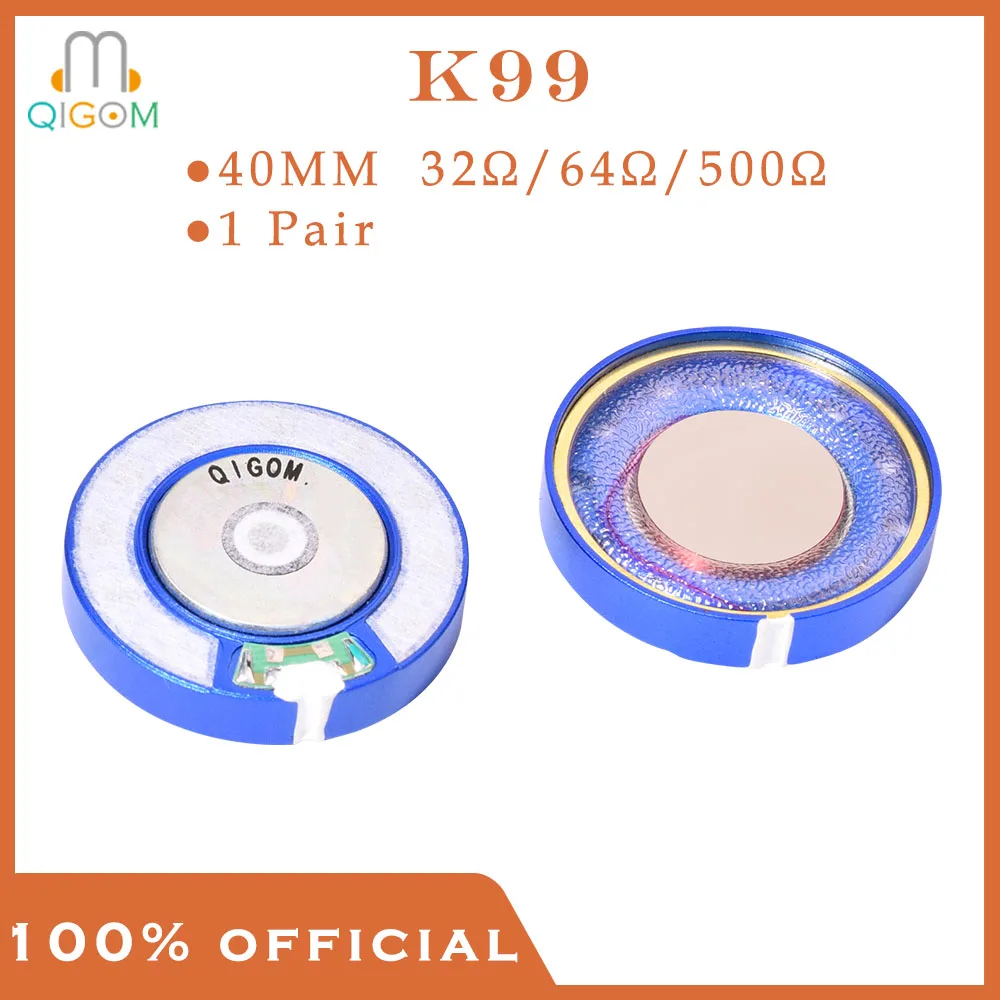 QIGOM Earphone Speaker K99 1 Pair, 40MM 32Ω/64Ω/500Ω 122dB/112dB, Earphone Speaker Vocal High Fidelity for Monitor Headset
