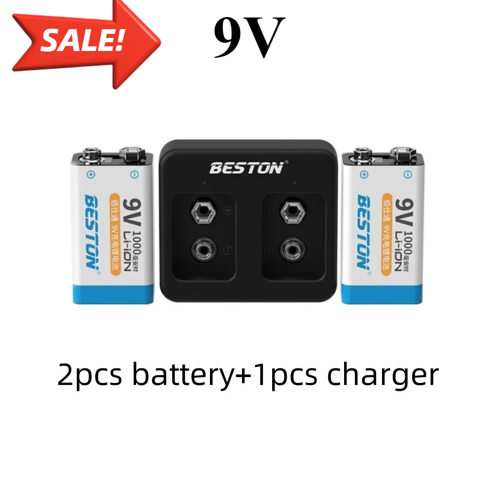 

9V Ni-MH Rechargeable Battery 9 V 1000mAh Batteries with Charger for Multimeter Microphone Toy Remote Control KTV
