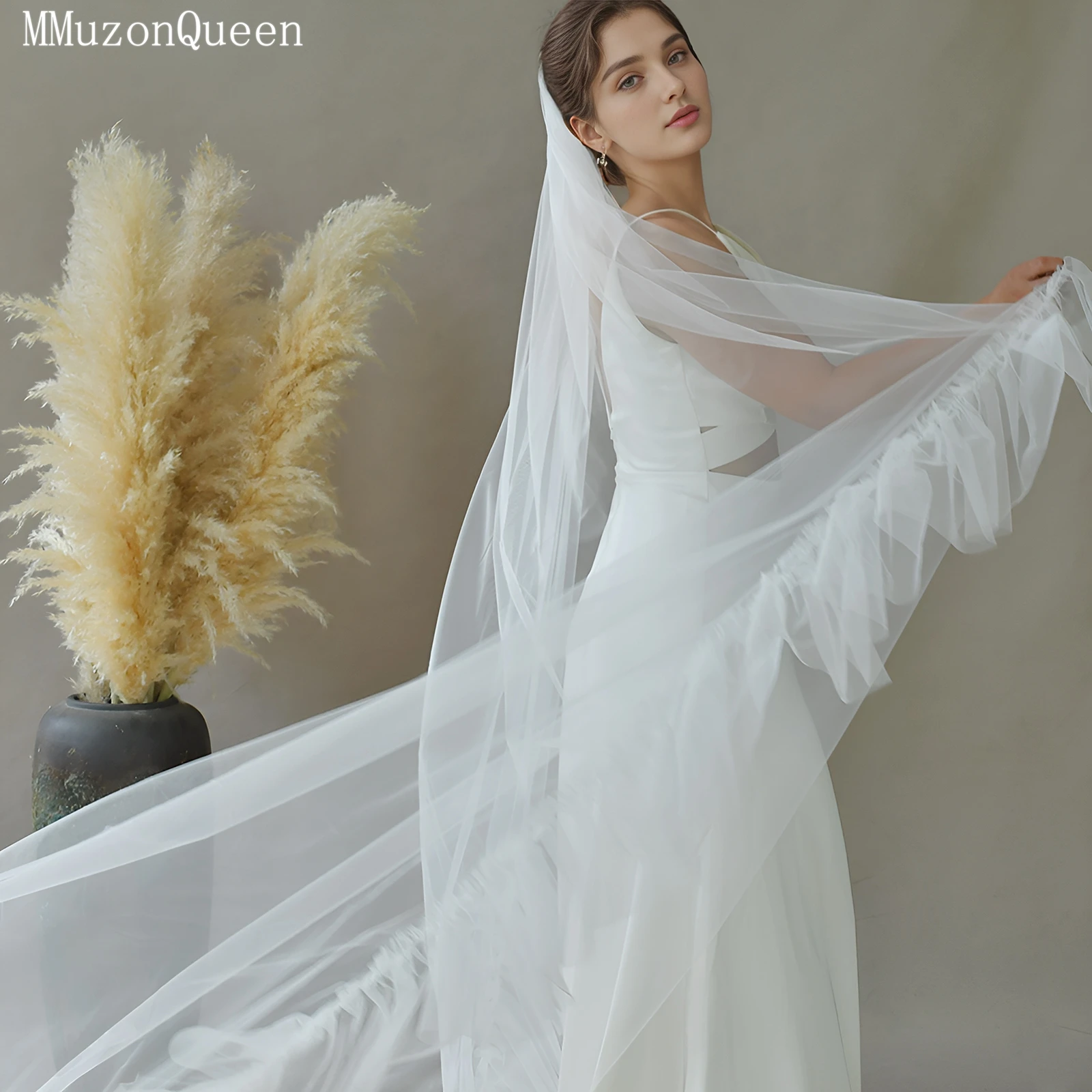 

Свадебная фата TOPQUEEN V181 из тюля с оборками, простая, однослойная, средней длины, на заказ, с гребнем