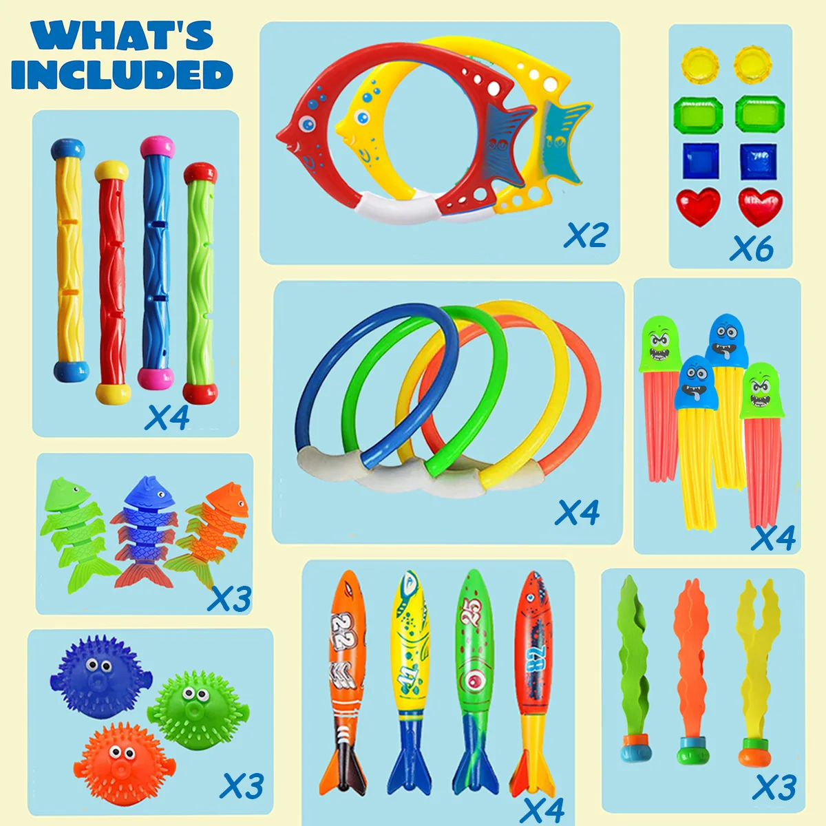 35 ชิ้น/เซ็ตฤดูร้อนของเล่นดําน้ําดําน้ําแหวนปลาตอร์เปโดน้ําใต้น้ําเกมการฝึกอบรมสระว่ายน้ําชุดของขวัญของเล่นสําหรับเด็ก
