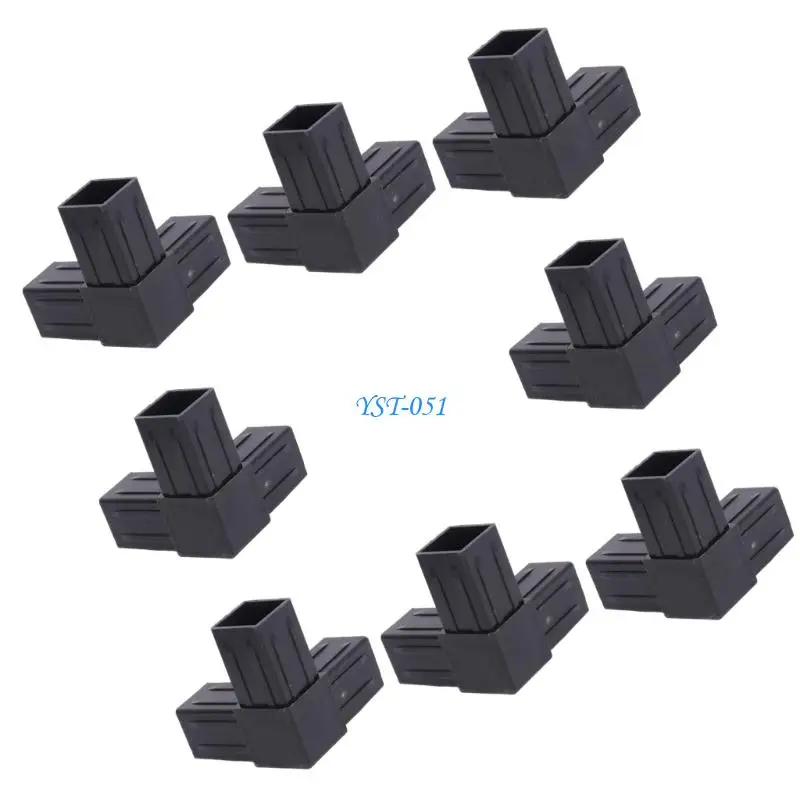 E15A 8pack Strong Black Plastic Square Pipe Connector Heavy Type Square Pipe Fittings for Modular Shelving Units