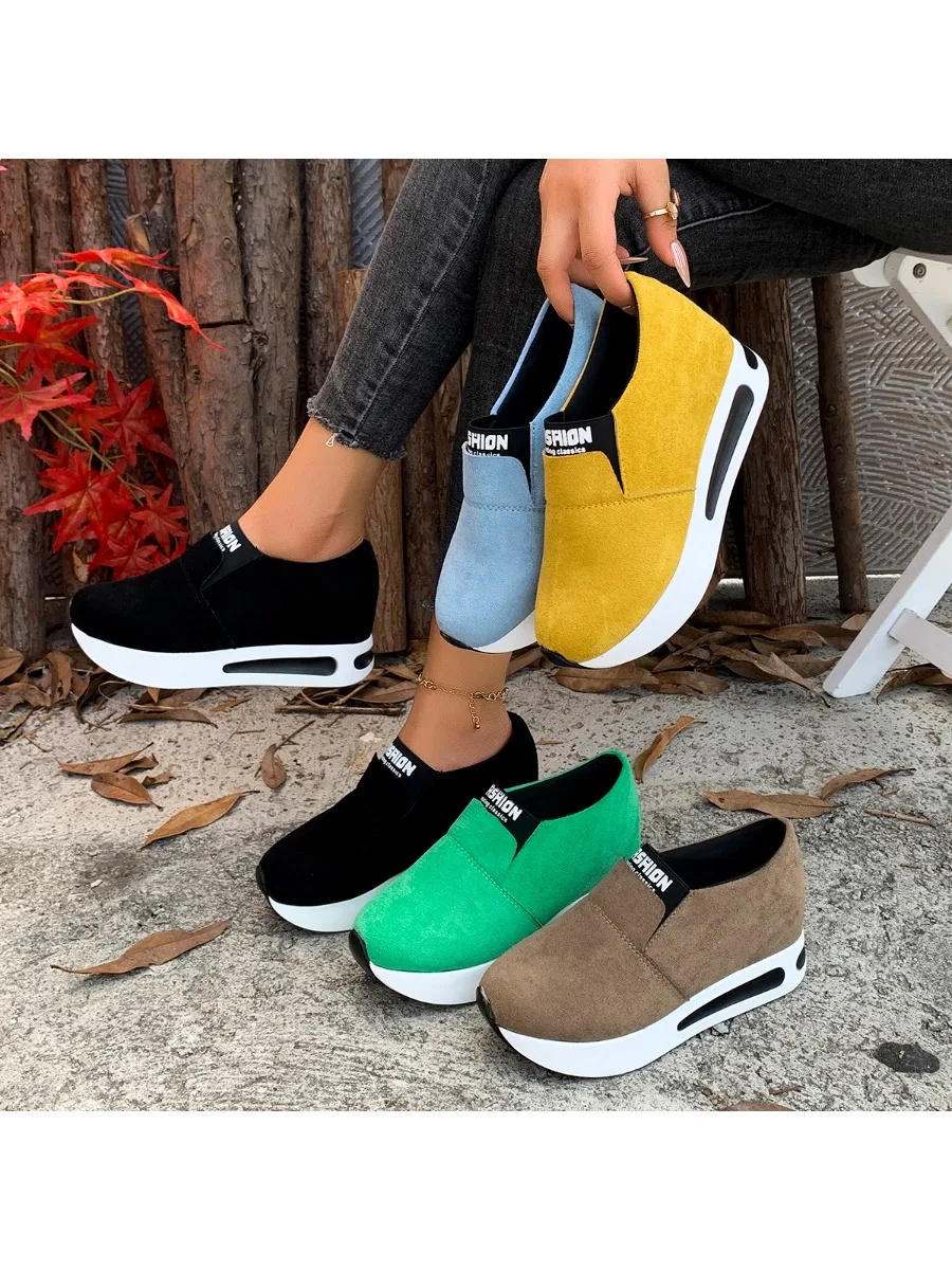 2025 femmes baskets printemps automne chaussures de marche femme hauteur augmentant chaussures à semelles compensées léger sans lacet plate-forme baskets femmes