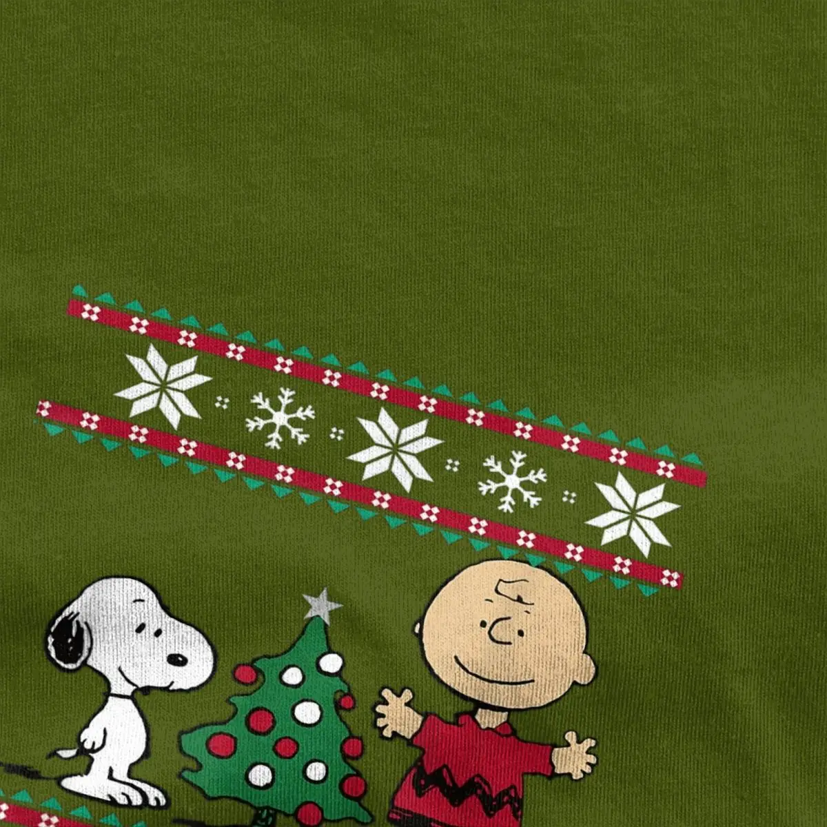 Men Women\'s T-Shirts Peanuts Snoopy And Charlie Christmas Tree 100% Cotton Tees Short Sleeve T Shirts Round Collar Tops Party