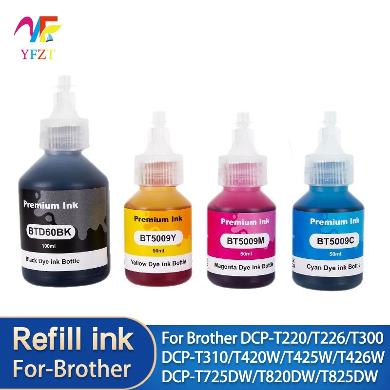For Brother BT60 BK BT5009 Refill ink For DCP-T220/T226/T300/T310/T420W/T425W/T426W/T428W/T500W/T510W/T520W/MFC-T4500DW