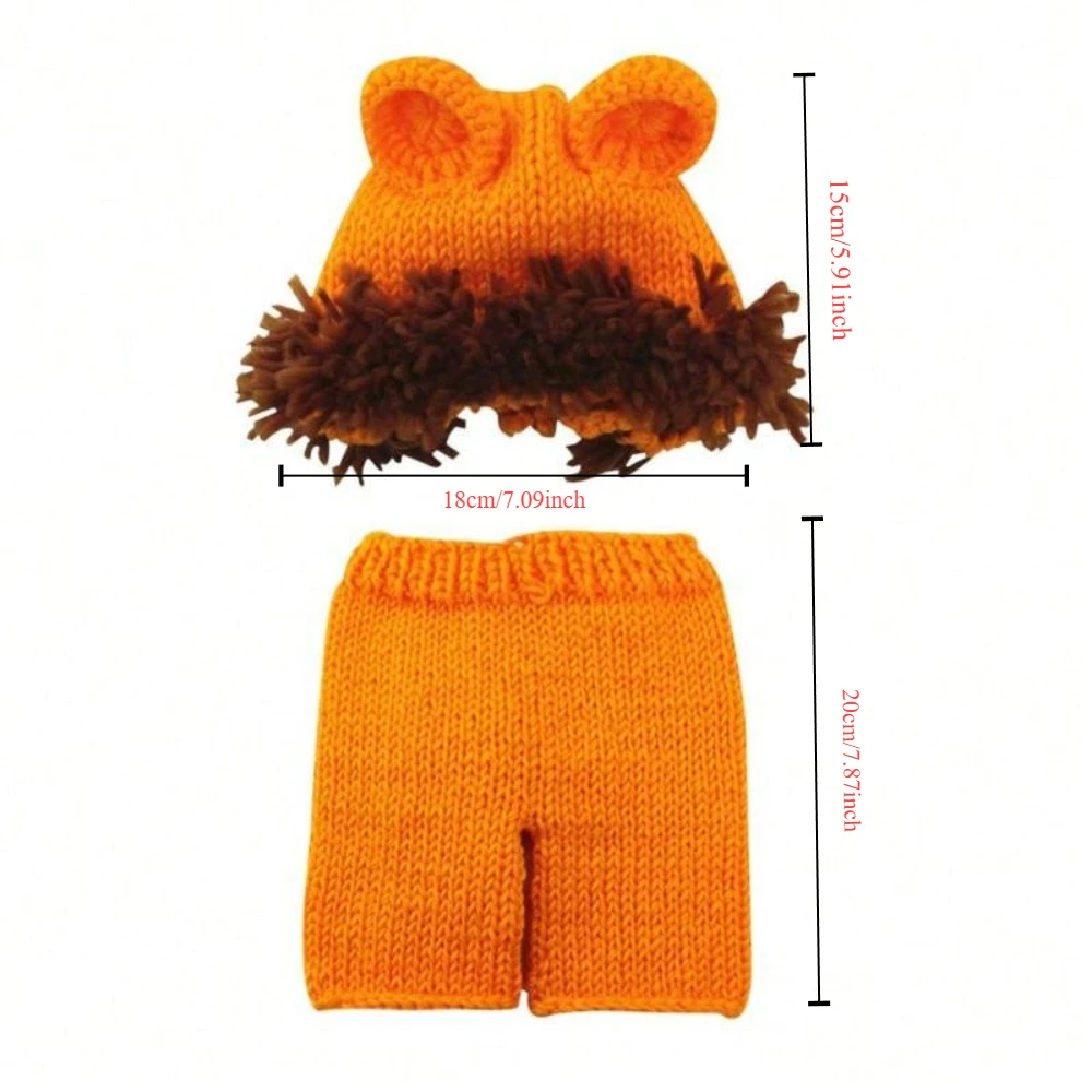 Baby Cute Lion Hat Newborn Photography Props Outfit Soft Knitted Hat Pant Suit Infant Costume Baby Photoshoot Outfit Fotografia