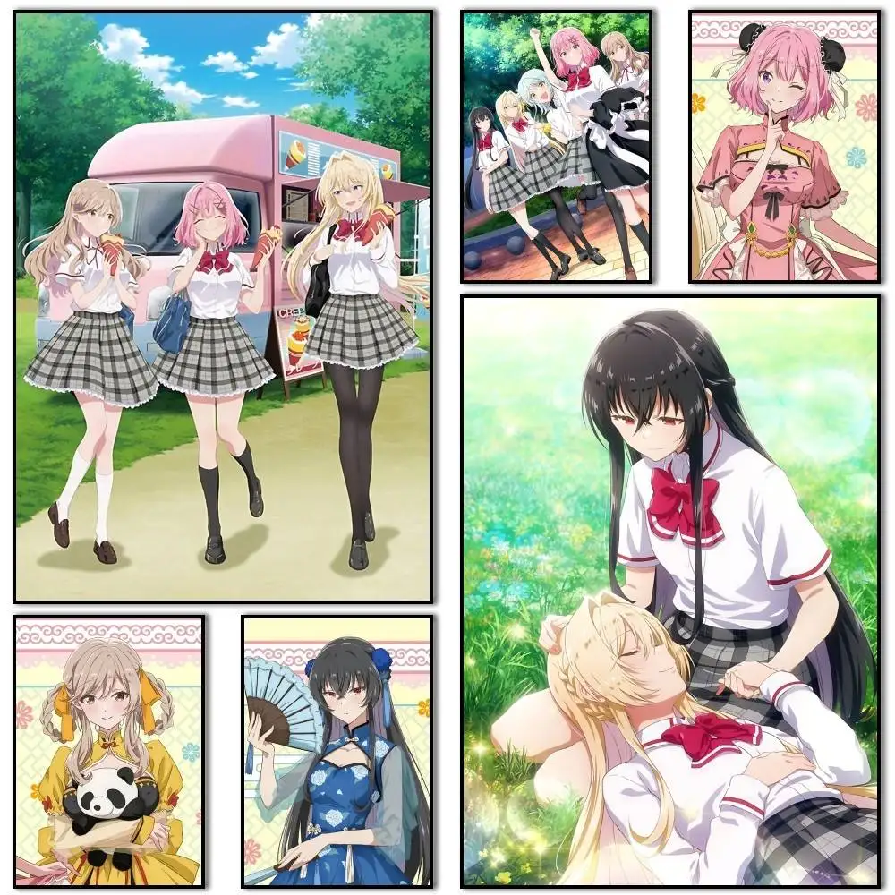Watanare Yuri Squad Renako Amaori Poster Self-adhesive Art Waterproof Paper Sticker Coffee House Bar Room Wall Decor