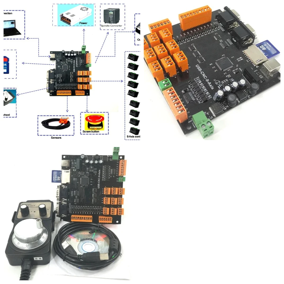 Suitable for replacing MACH3 card MDK2 PALNT 9-axis USB engraving machine with offline controller on control board