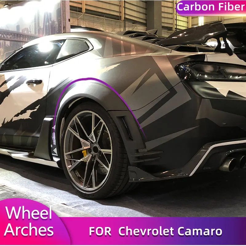 Carbon Fiber Wheel Arches Side Fender Flares Cover for Chevrolet Camaro Coupe 2-Door 2016-2019 Car Mudguards Trims Body Kits