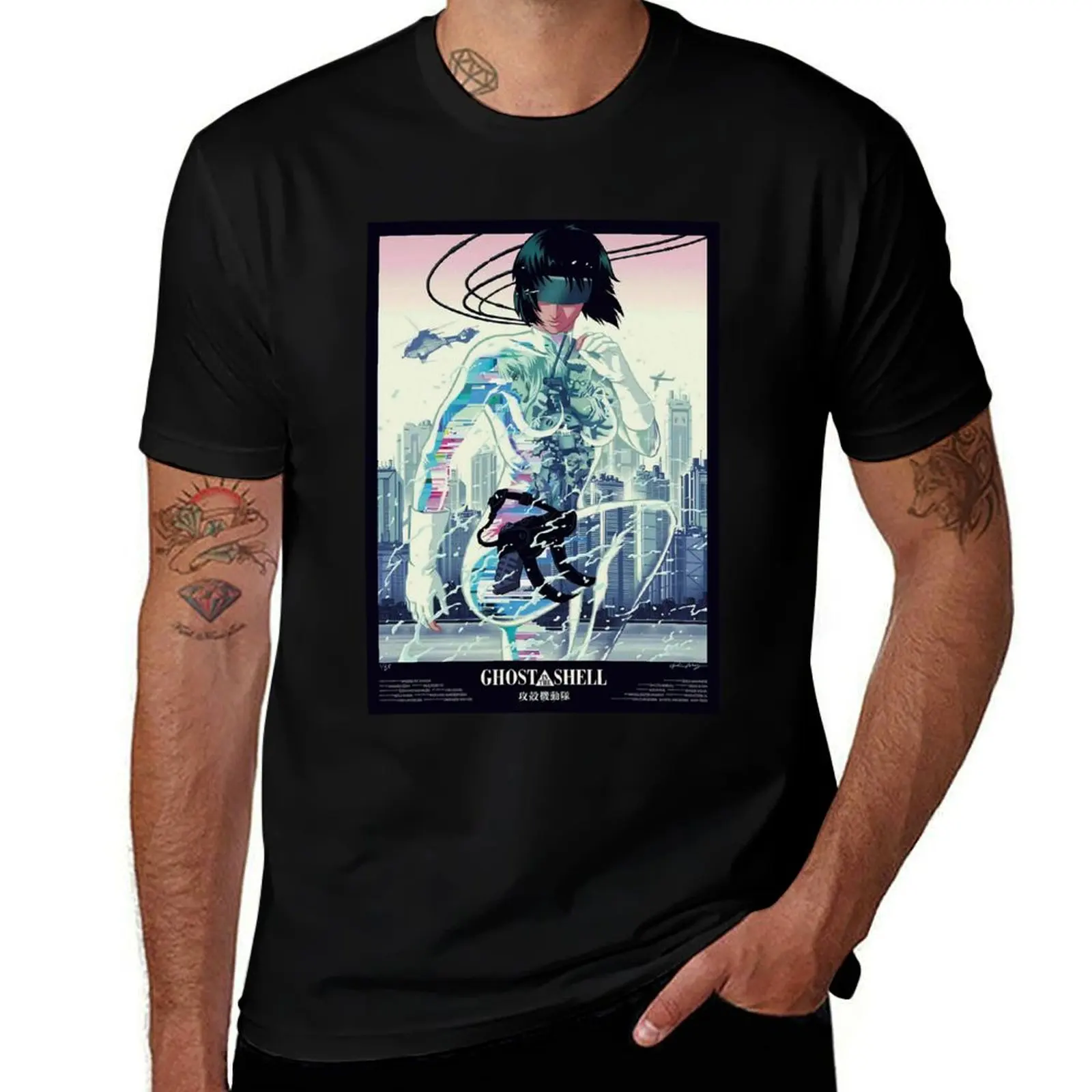 

Ghost in the shell II T-Shirt anime rapper graphic tees Short sleeve tee men