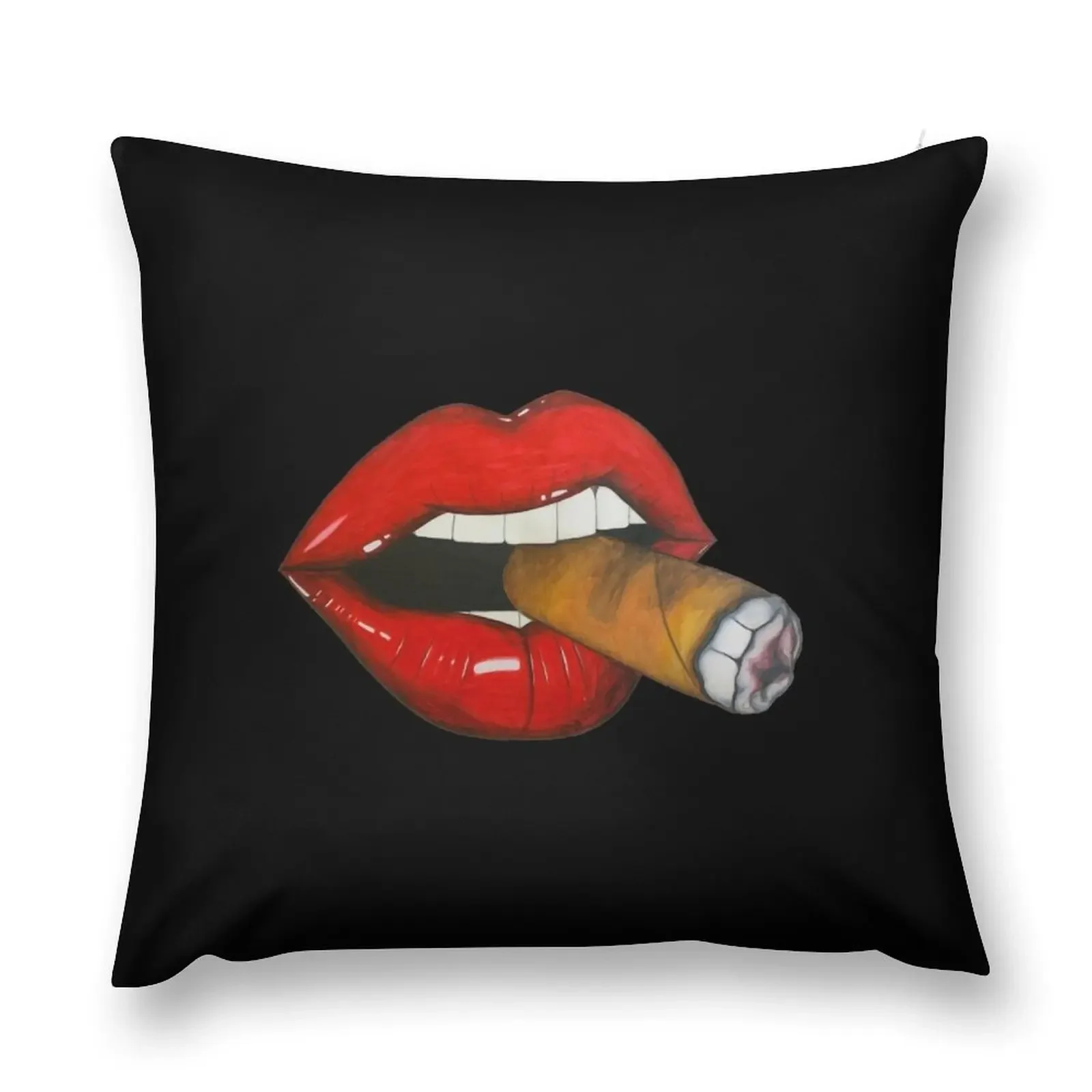 

Sexy Women Smoke Cuban Cigar Red Lips Smoking Throw Pillow luxury home accessories Cushion Covers For Living Room pillow