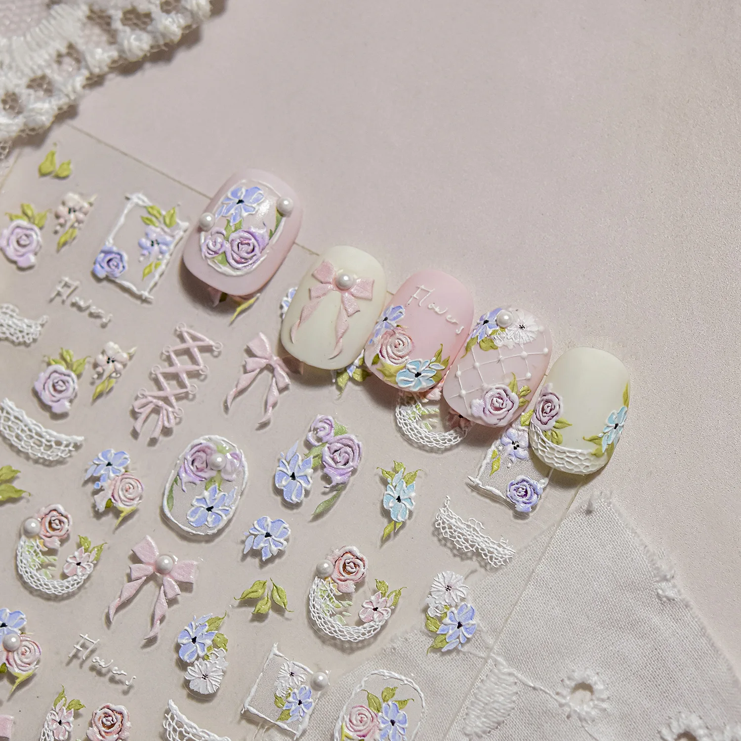 Adesivi per nail art con diamanti in cristallo di lusso 5D Adesivi per unghie adesivi per unghie da giardino in pizzo dolce 3D Nuovi decalcomanie per manicure fai da te Decorazione per unghie