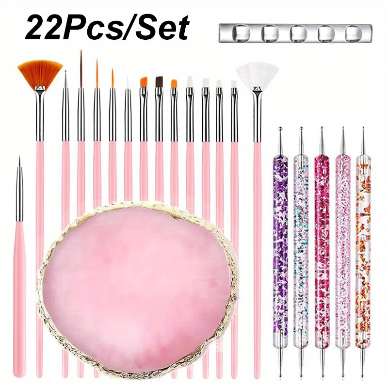 

22Pcs/Set Professional Acrylic Engraving Pen Dotting Pen Tools Nail Art Kit DIY Nail Art Palette Display Board Manicure Tool